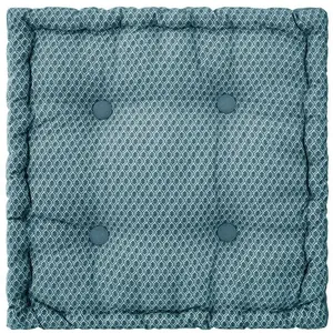 Comparateur de prix : ATMOSPHERA CREATEUR D'INTERIEUR - Coussin de sol carré en coton à motif Otto - 38 x 38 - Bleu Canard