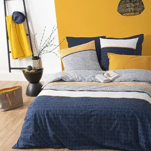 Atmosphera 3S. x Home Parure de lit imprimée rayures ethniques bleues 240X220 pas cher