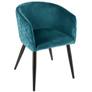 Atmosphera - Chaise fauteuil en velours bleu pétrole Marlo Bleu Canard