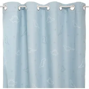 Atmosphera Rideau occultant phosphorescent enfant Dinosaure - 140 x 250 cm - Bleu pas cher