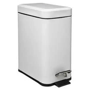 Comparateur de prix : 5 five simply smart Poubelle rectangle - 5 L - Inox - Blanc 30,5 cm