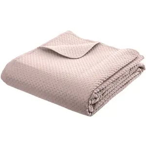 Atmosphera - Dessus de lit + 2 taies Dolce Rose poudré - 260x240 cm pas cher