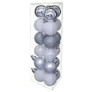 Comparateur de prix : Feeric Lights & Christmas Déco de sapin Lot de 18 Boules de Noël  D 3 cm - Argent et Blanc
