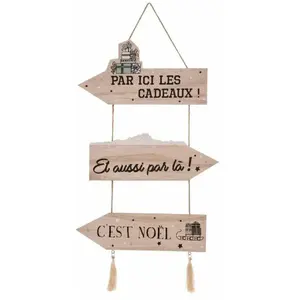 Comparateur de prix : Déco de Noël Pancarte en bois à suspendre h 50 cm - Feeric Christmas