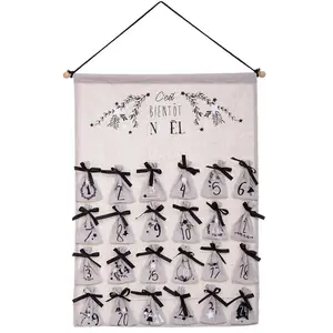 FEERIC LIGHTS & CHRISTMAS Déco de Noël Calendrier de l'Avent en tissu Beige avec 24 Pochons H 65 cm
