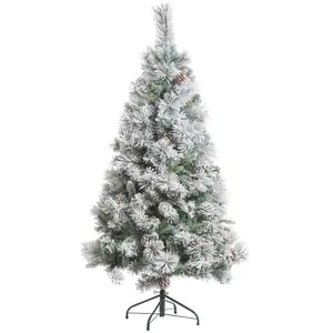 FEERIC LIGHTS & CHRISTMAS Sapin de Noël artificiel Vert Floqué enneigé et Pommes de pin H 210 cm pas cher