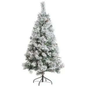 Comparateur de prix : FEERIC LIGHTS & CHRISTMAS Sapin de Noël artificiel Vert Floqué enneigé et Pommes de pin H 180 cm