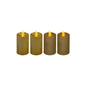 Comparateur de prix : FEERIC LIGHT & CHRISTMAS Lot de 4 Bougies lumineuses Or pailleté et Or métallisé H 7.5 cm