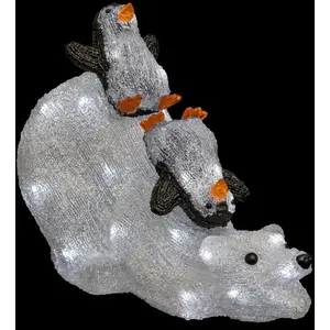 FÉÉRIC LIGHTS AND CHRISTMAS Déco lumineuse Ours et Pingouin 80 LED Blanc 8 jeux de lumière L 54 cm pas cher