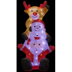 Comparateur de prix : AC-Déco Père  et bonhomme de neige lumineux extérieur h58cm 60 led + transfo XMAS