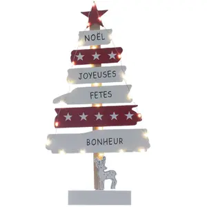 Comparateur de prix : Décoration Intérieure Sapin Bois Led Blanc/rouge - FEERIC CHRISTMAS TU