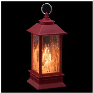 Décoration de Noël Lumineuse Mini Lanterne Rouge H 13 cm pas cher