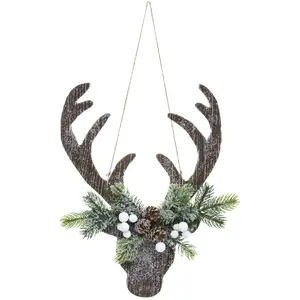 Comparateur de prix : FÉÉRIC LIGHTS AND CHRISTMAS Déco de Noël Tête de Renne à suspendre H 35 cm