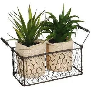 Comparateur de prix : ATMOSPHERA Set 2 Plantes artificielles Aloe Vera dans un panier en métal H 21 cm
