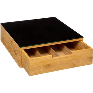 Comparateur de prix : 5 five simply smart Tiroir range capsules - 30 x 30 x H 10 cm - Bambou et verre noir