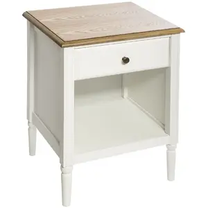 Comparateur de prix : ATMOSPHERA - Table de chevet effet bois Solen - L. 45 x H. 60 cm - Blanc - Solen