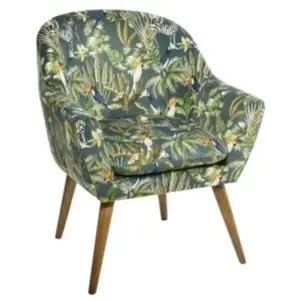 Comparateur de prix : ATMOSPHERA Fauteuil en velours esprit jungle - Multicolore - 70.5 x 65 x 83 cm