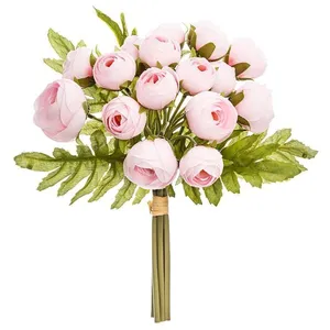 Comparateur de prix : ATMOSPHERA Bouquet de Fleurs artificielles 18 mini Camélias Rose D. 17 x H. 26 cm