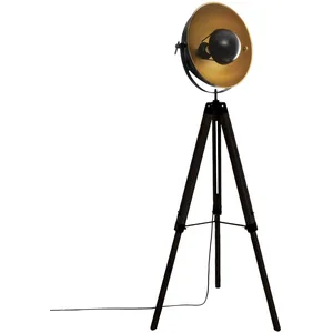 Comparateur de prix : Atmosphera Lampadaire Tr?Pied En Bois Et M?Tal Noir Et Dor? H 162 Cm