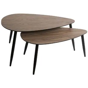 Comparateur de prix : Atmosphera Lot De 2 Tables À Café Gigognes En Bois Foncé