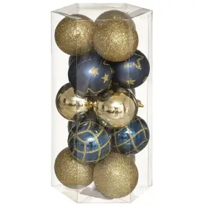 Comparateur de prix : FEERIC CHRISTMAS - Boule de Noël 50 mm x 15 Bleu Or