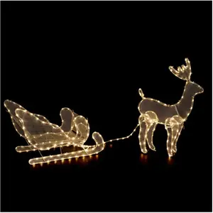 FEERIC LIGHTS & CHRISTMAS Décoration Lumineuse "Traineau Renne" 154cm Blanc Chaud pas cher