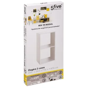 Comparateur de prix : AC-DÉCO Meuble Étagère 2 cases de rangement Blanc H 67.5 cm - à poser ou mural