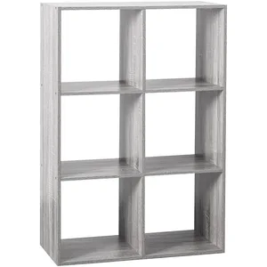 Comparateur de prix : 5 five simply smart Meuble Etagère 6 cases de rangement effet chêne gris H 100.5 cm
