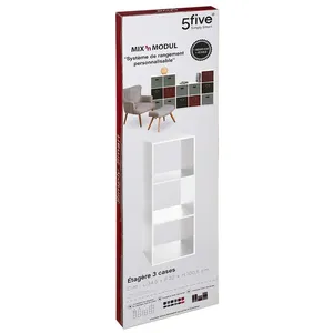Comparateur de prix : AC-DÉCO Atmosphera Etagère Rectangulaire À 3 Cases Mix - H. 100,5 Cm - Blanc