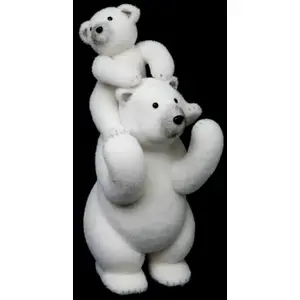 figurine maman et bébé ours polaire blanc pas cher