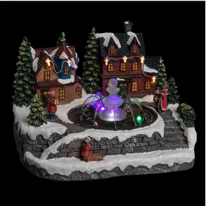 Comparateur de prix : Maison de village Noël lumineuse avec enfants - Nos envies déco TU