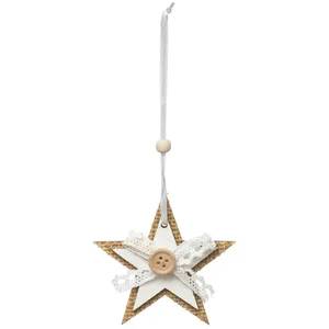 Comparateur de prix : Déco de sapin Lot de 3 formes Coeur Etoile et Sapin en Bois Blanc et Jute