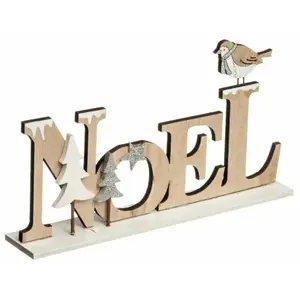 Comparateur de prix : Feeric lights & Christmas Déco à poser NOEL lettres en Bois avec sapin argenté L 22.5 cm