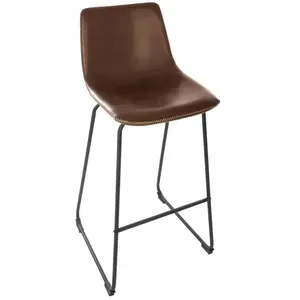 Atmosphera - Lot de 2 tabourets de Bar Lois Cognac Effet Cuir pas cher