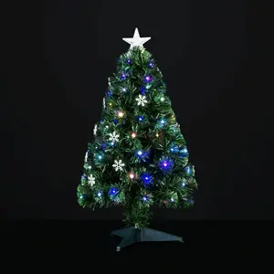 FEERIC LIGHT & CHRISTMAS Sapin fibre optique intérieur lumineux 74 led h90cm + transfo VILNIUS pas cher