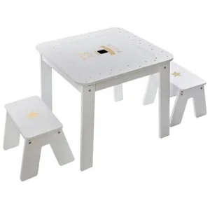 Atmosphera Créateur D'intérieur - Table avec 2 tabourets doré 57x57cm pas cher