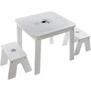 Ensemble table + 2 tabourets enfant blanc gris Dream Atmosphera