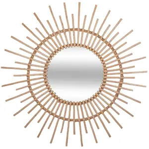 Comparateur de prix : Atmosphera - Miroir mural rotin scandi Universalis - Diam. 76 cm - Universalis
