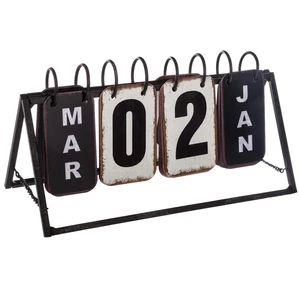 Comparateur de prix : Atmosphera - Calendrier "Vintage" - métal - noir et blanc - 27x15 cm