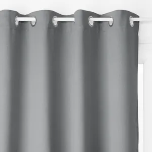 Atmosphera - Lot de 2 rideaux occultant chambray gris foncé 135x240 L,... pas cher