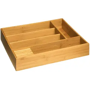 AC-DÉCO Range couverts - L 38 x l 28 x H 6,9 cm - Bambou - Marron pas cher