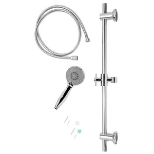 Comparateur de prix : Colonne de douche avec pommeau et flexible universel - Ensemble de douche Inox