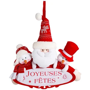 Féeric lights & Christmas Pancarte père noël et bonhommes de neige rouges pas cher