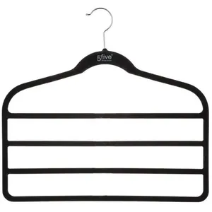 Paris Prix FIVE Simply Smart - Lot de 2 Cintres Feutrine 4 Pantalons 45cm Noir pas cher