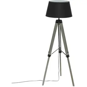 Comparateur de prix : ATMOSPHERA 3S. x Home Lampadaire Trepied en Bois de Pin et Tissu H145  Noir NOOR