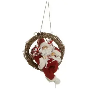 ATMOSPHERA Couronne de Noël "Père Noël" 39cm Rouge pas cher