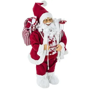 FEERIC LIGHT & CHRISTMAS Père Noël traditionnel en habit rouge et fourrure blanche H 60 cm