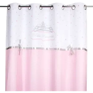 ATMOSPHERA CREATEUR D'INTERIEUR Rideau satiné princesse rose et blanc avec noeud brodé pas cher