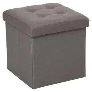 Pouf pliant "Lysandre" gris - Gris - Atmosphera createur d'interieur