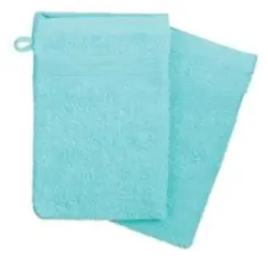 Comparateur de prix : Atmosphera Lot de 2 gants de toilette en coton - 15 x 21 cm - Bleu Turquoise